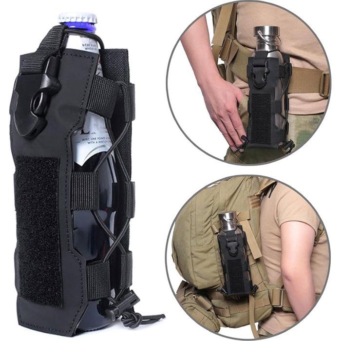 Sacoche gourde ajustable vélo noir rangement randonnée/camping sac à dos/ceinture