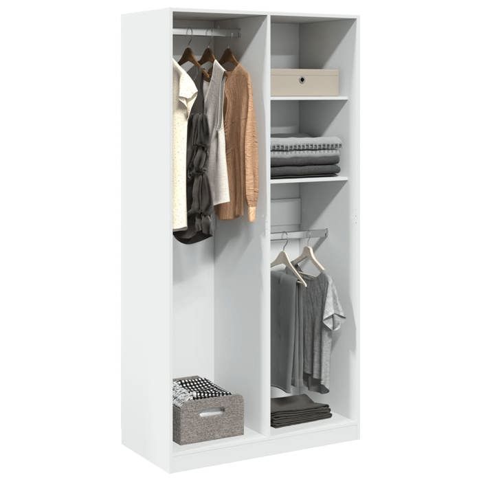 NEW 2026 Garde-robe/ARMORIE HAUTE Pour chambre Blanc 100x50x200 cm Bois dingénierie L4915