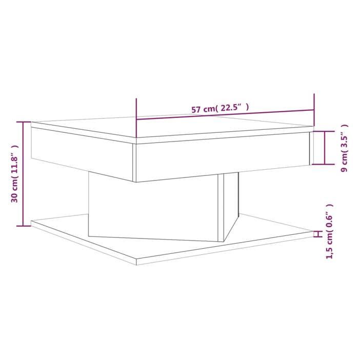 Maison SoldesTable basse - Table à Café pour Salon Étagère de Rangement avec lumières LED chêne artisanal 50x50x40cm Moderne1