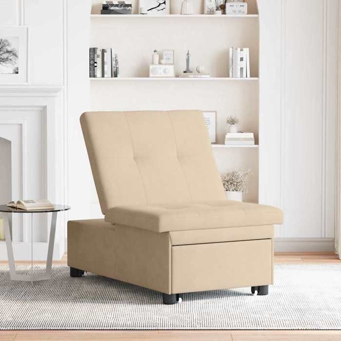 Chaise longue - SHIELDPRO® - CANAPE CONVERTIBLE - escamotable Crème 194x67x82 cm Microfibre 725745