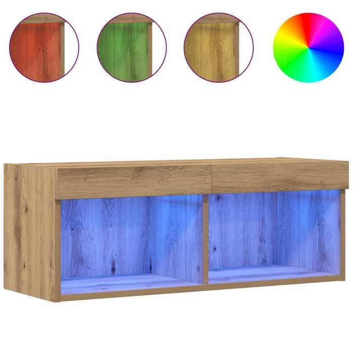 Cabinet TV - Marron - Ensemble Meuble TV - chêne artisanal 80x30x30 cm T4391