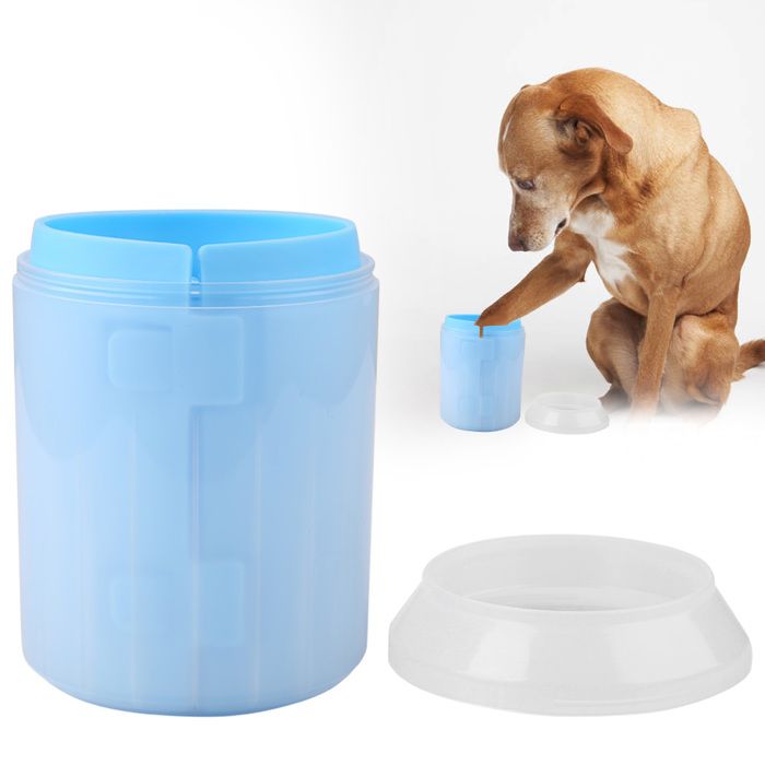 Shipenophy Outil de nettoyage pour animaux de compagnie Tasse de nettoyage de pattes de chien amovible brosse animalerie kit Bleu