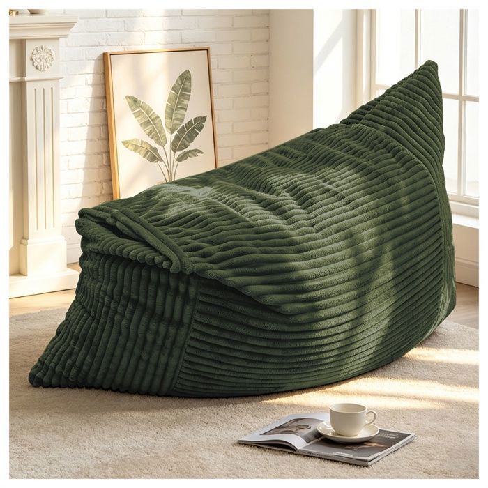 Pouf Modulable et Matelas de Sol 3-en-1 - Canapé Paresseux Ajustable 3 Postures Convertible en Lit dAppoint - Vert Foncé