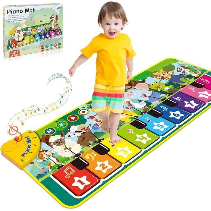 Jouet Enfant 1 2 Ans Tapis Piano Bebe avec 10 Sons danimaux Jouet Cadeau Bebe Fille Garcon 1 2 an Pianos Claviers Bebe Educatif