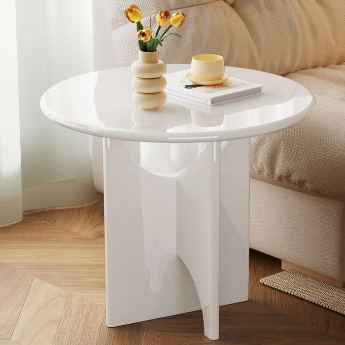 Table d’Appoint Design Moderne – Bout de Canapé Rond Blanc Table Basse Minimaliste Gain de Place pour Salon Chambre
