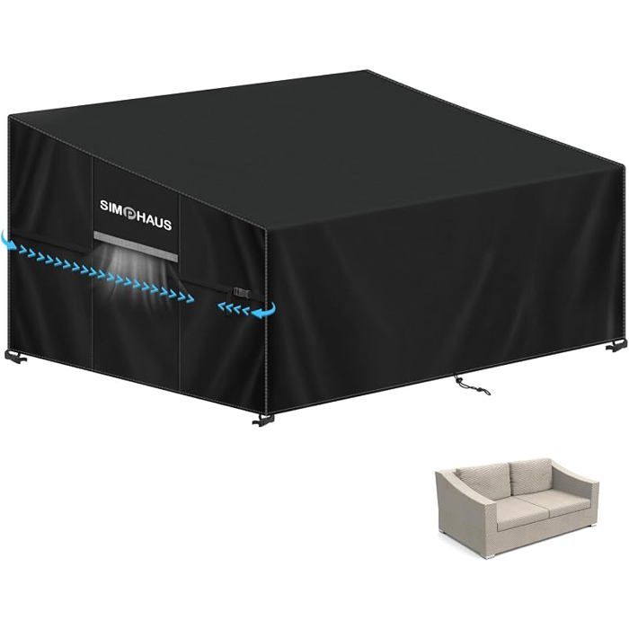 Housse Canapé Extérieur 2 Pces Impermeable 420D Tissu Oxford Housse pour Banc de Jardin Fauteuil Salon 155x99x89/61cm