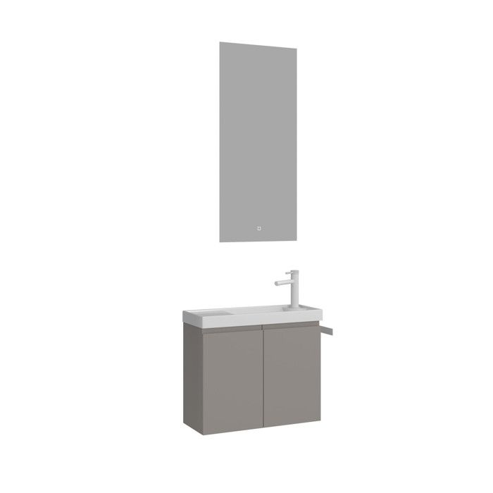 Meuble avec simple vasque et miroir Ferla 60 - 60 x 22 x 50 cm - Matte Mink
