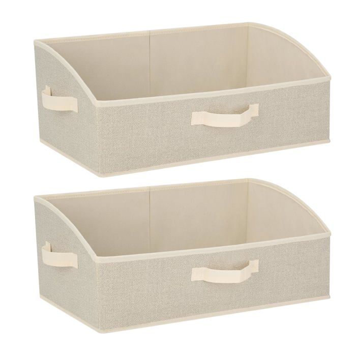 Cozary Boîtes de Rangement en Tissu 28L Lot de 2 Panier Rangement 50x28.5x20cm Grande Cube de Rangement Pliable en Tissu Ouvertes av