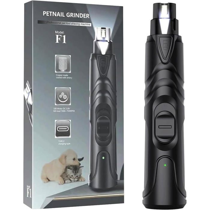 Broyeur à ongles professionnel pour animaux de compagnie avec lumière LEDtondeuse électrique rechargeablefonctionnement