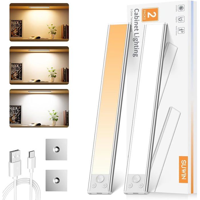 Ecirage Cuisine Sous Meuble 30CM Lampe Pcard Reglette Led Rechargeable Usb avec Détecteur de Mouvement 3 Modes ECLAIRAGE DE MEUBLE
