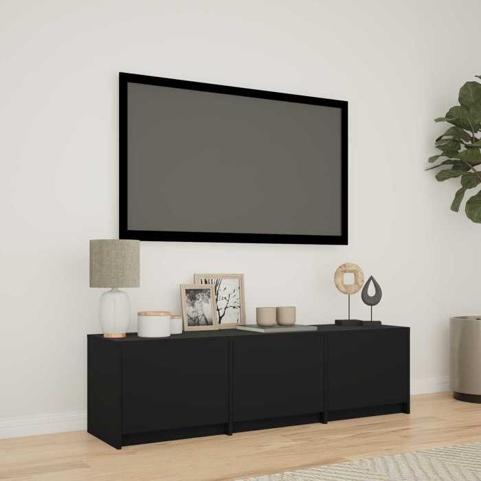 Basboard salon VIDAXL Meuble HIFI avec LED 140 x 34 x 40 cm Noir Bois d’ingénierie[6721]