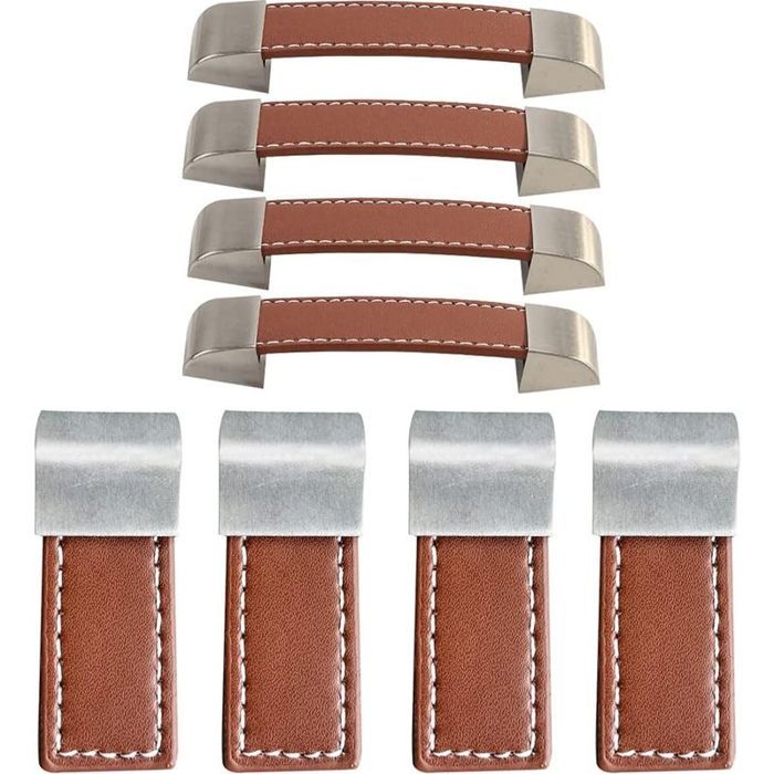 8pcs Poignée en Cuir pour Meuble - Design élégant et pratique Haute qualité en alliage de zinc - Armoires et tiroirs