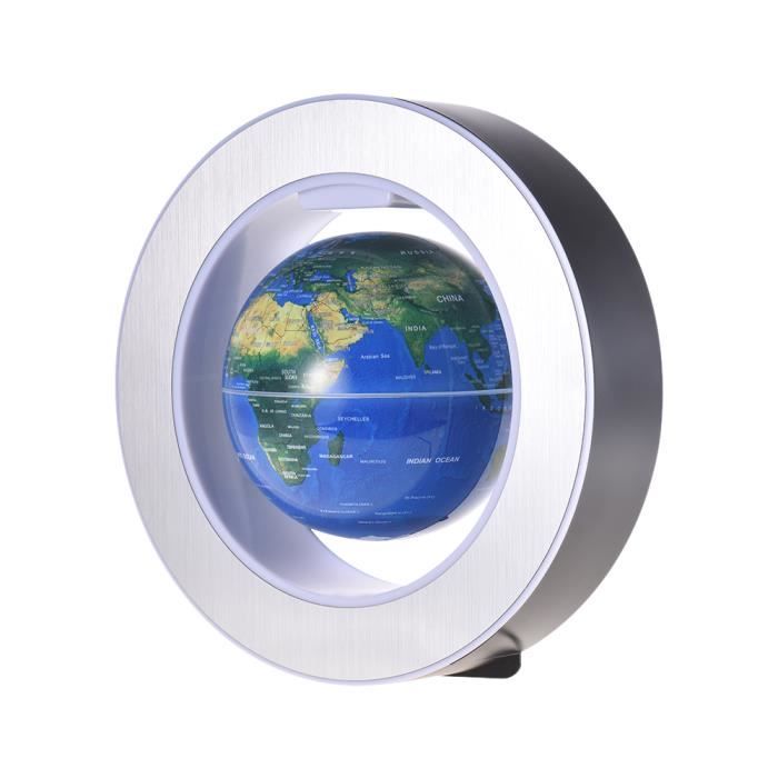 carte du monde globe terrestre en terre flottante avec lévitation magnétique de 6 pouces avec socle de forme circulaire pour lampe à LED de couleur Entweg Globe