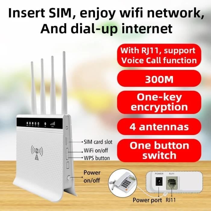 Version africaine Modem réseau haut débit sans fil, WPS RJ11