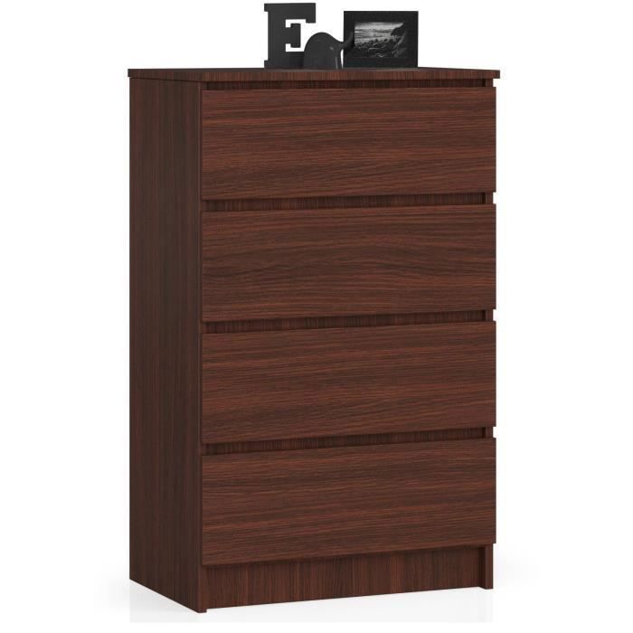 Commode AKORD K60 Wengé 60 cm 4 tiroirs façade Wengé 60x40x99 cm