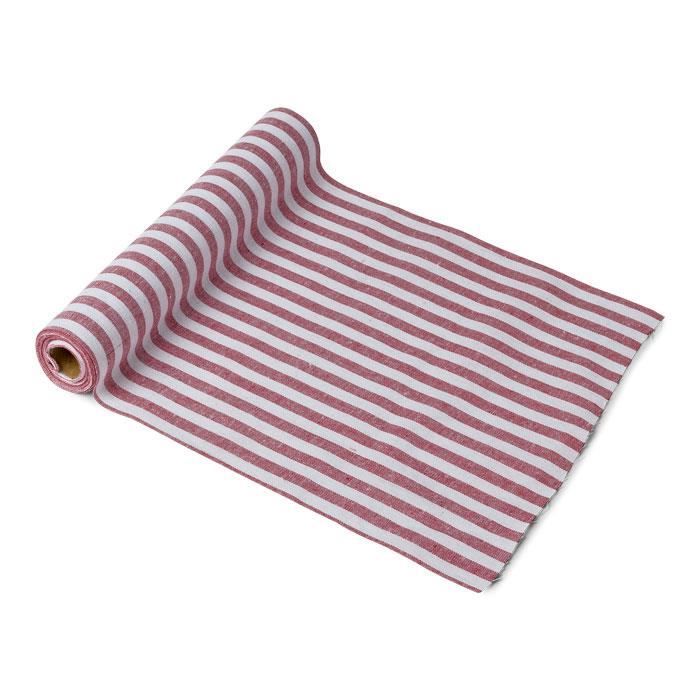 Artifetes 77023 - Chemin de table rayé rouge et blanc
