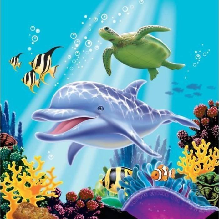 Support A Decorer Ocean Party Lunch Napkins 16 Dauphin De Poissons De Tortue De Mer D Anniversaire Par Toy Achat Vente Support A Decorer Support A Decorer Ocean Party Cdiscount