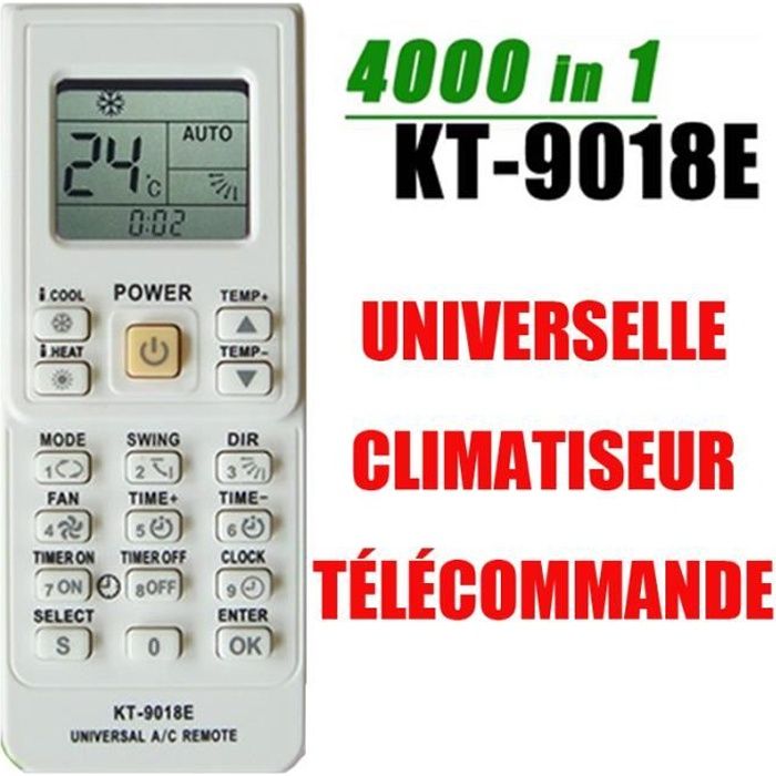 avec écran rétroéclairé et fonction torche Meliconi 802101 BA Télécommande Universel Climatisation pour Climatiseur/Climatisation compatible avec la plupart des marques 