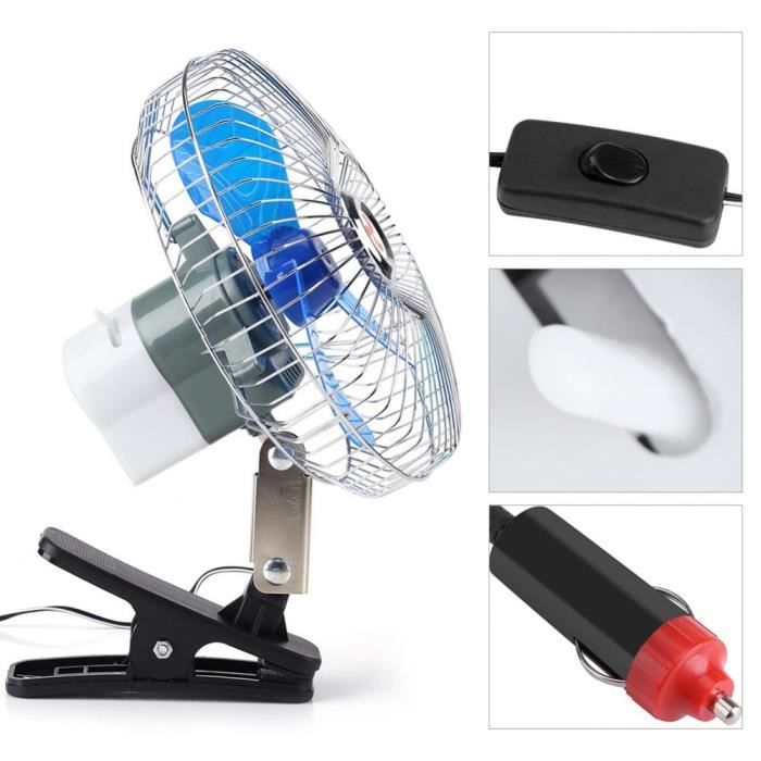 Ventilateur Voiture MAGT 12V - Oscillant 180°, Pince Tableau De Bord, Faible Bruit