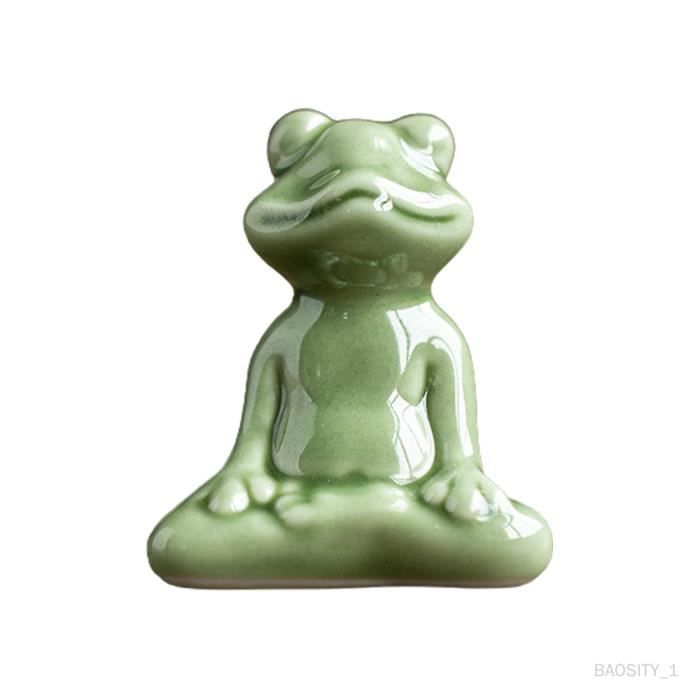 Figurine grenouille trombone en porcelaine