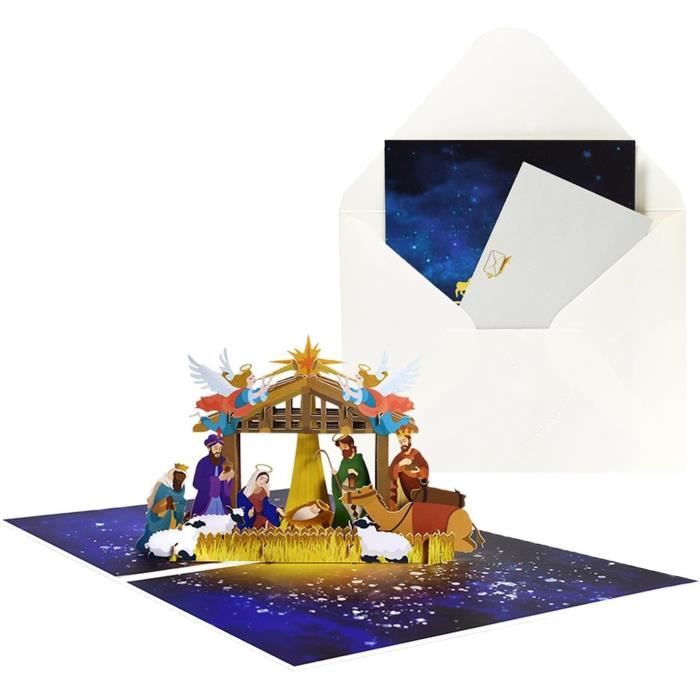 Cartes De Noël Pop-Up Pour Crèche De Noël, Cartes De Vœux Pop-Up 3D