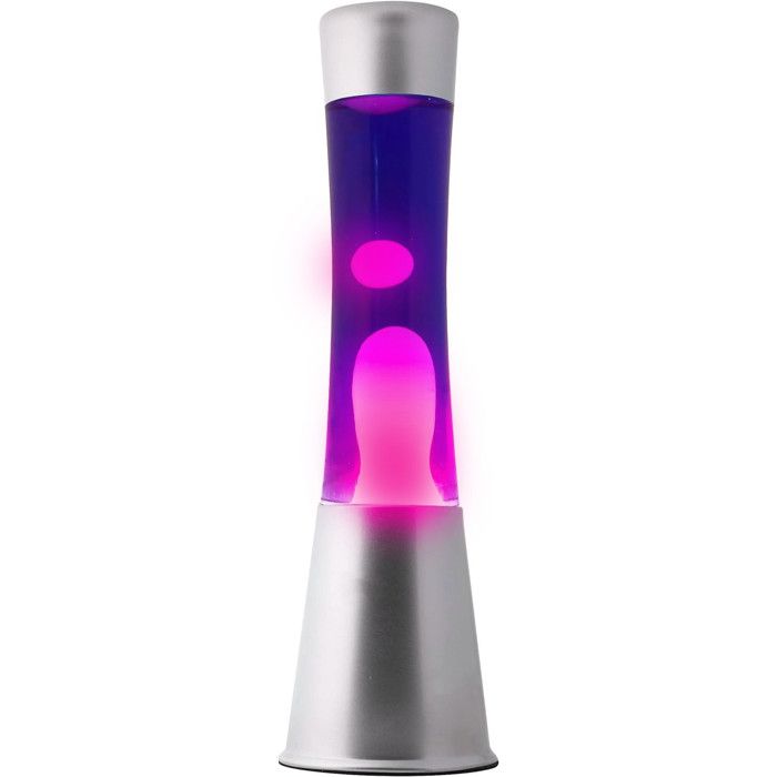 ITotal XL2348 Lampe à Lave 40 cm avec Base Argentée Liquide Violet et Cire Rose