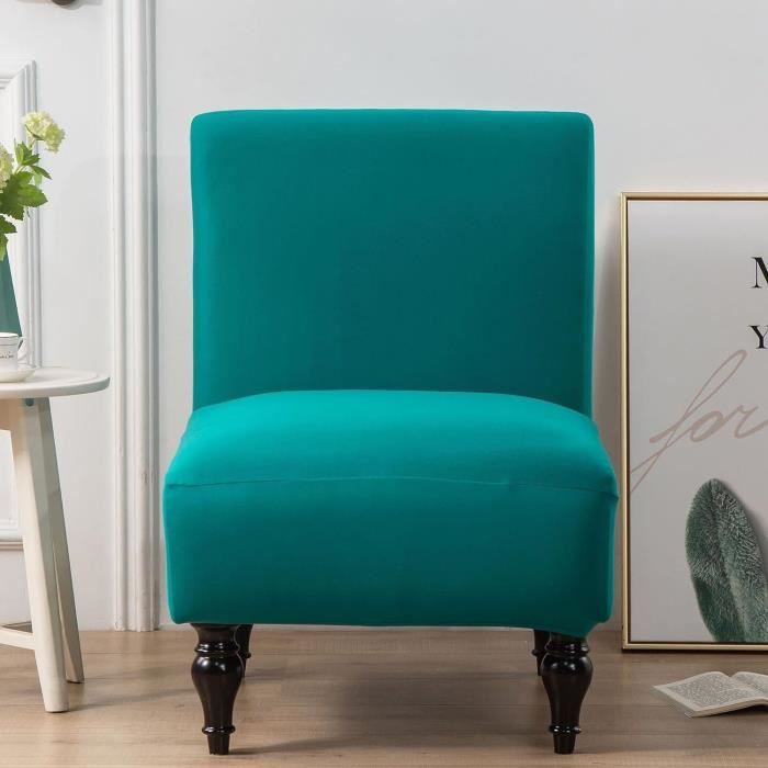 Housse De Chaise Sans Accoudoirs En Velours Extensible - Protection Fauteuil Salon - 1 Pièce (Color : D)