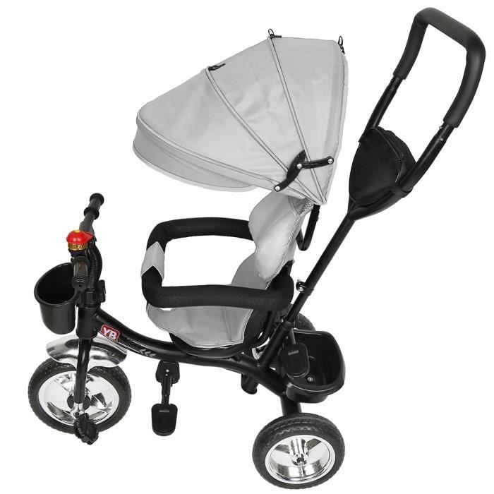 Tricycle Évolutif pour enfants - Gris - Poids jusquà 30 kg - Trotteur poussette et tricycle enfant