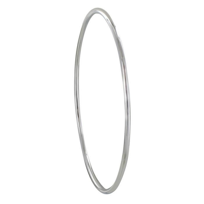 Les Poulettes Bijoux - Bracelet Argent Rhodié Jonc Très Fin Rond 5 8cm Les Poulettes Bijoux - Bracelet Argent Rhodié Jonc Très Fin Rond 5 8cm
