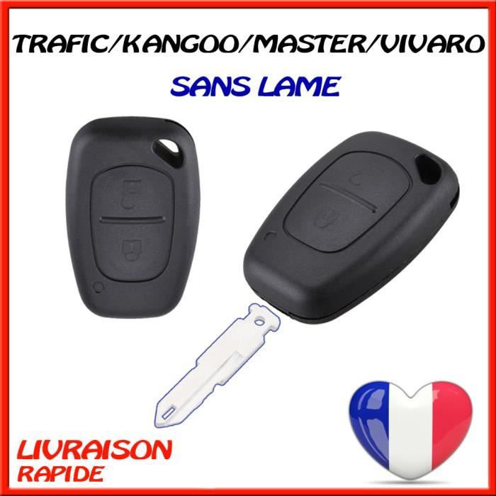 TELECOMMANDE PLIP COQUE CLE COMPATIBLE RENAULT MASTER TRAFIC ET KANGOO sans lame