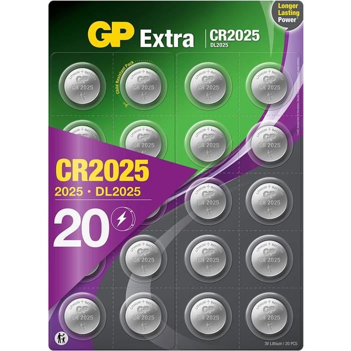 5 Piles Lithium CR2025 - Pour Montres, Calculatrices, Jouets - Renata