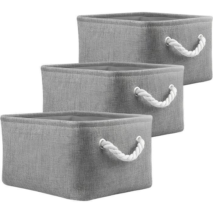 2 Paniers Rangement Feutre Pliables 32x20x19cm - Avec Poignées - Pour Placard Ou Étagère