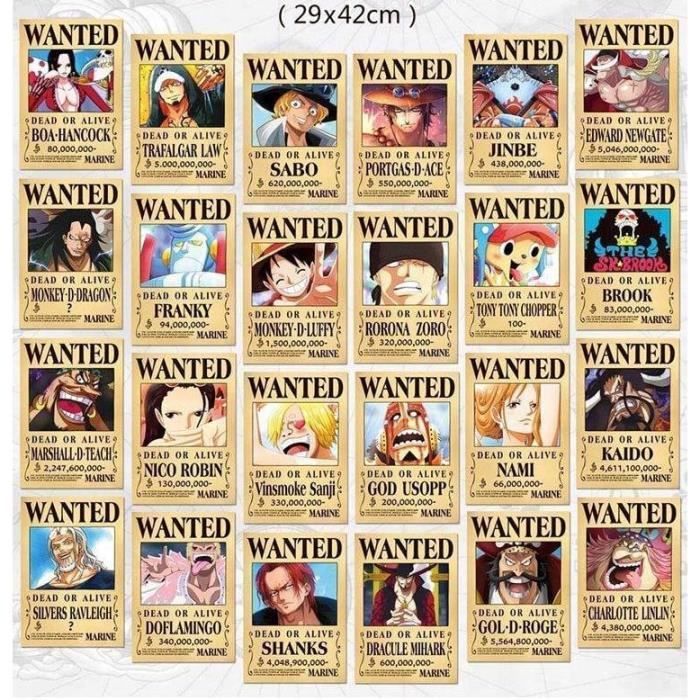 Poster / Affiche ONE PIECE - Luffy WANTED, Manga Anime, Papier Glacé Haute Qualité