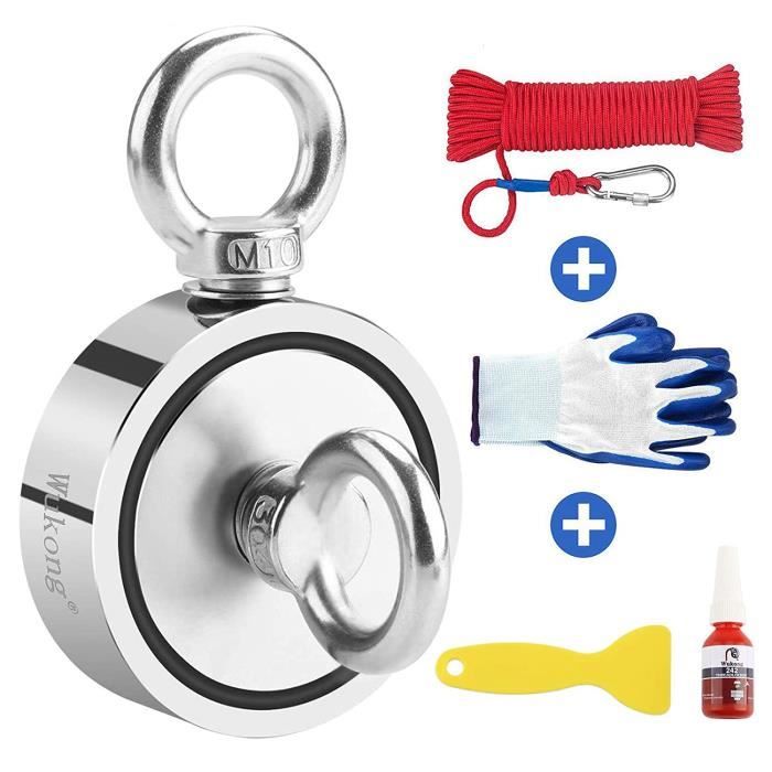 Aimant de pêche avec 20m de Corde et Une Paire de Gants,Colle de