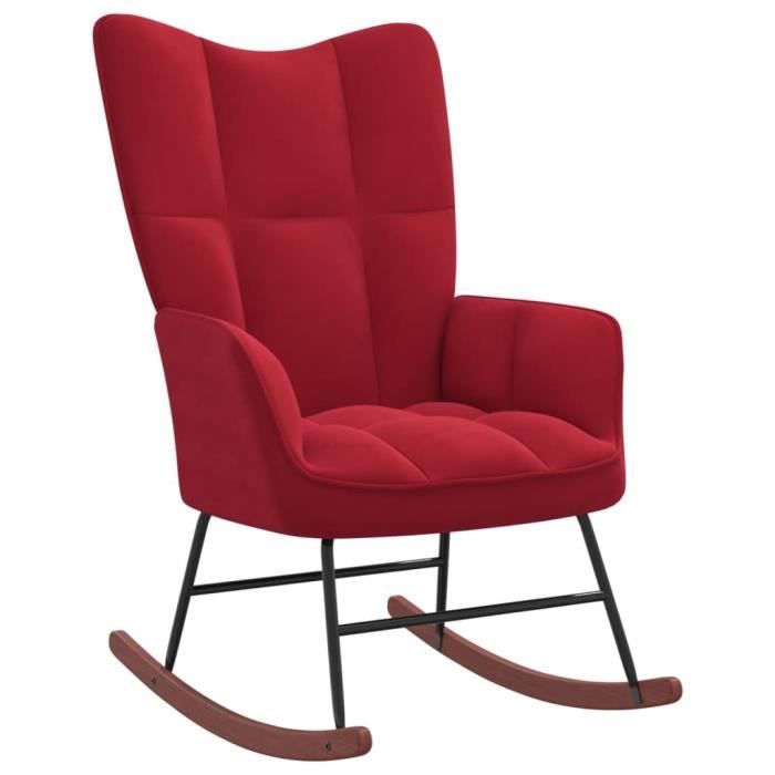 Fauteuil à bascule Superbe© - Contemporain - Rouge bordeaux Velours