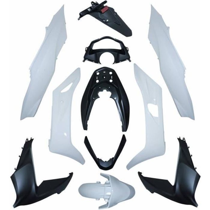 Kit carénage pour scooter Honda 125 PCX 2014 à 2016 11 pièce noir mat blanc brillant