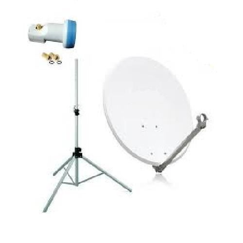 Pack Parabole Satellite HD4K 65cm Acier Blanc + LNB Single 0,1dB - NEUF