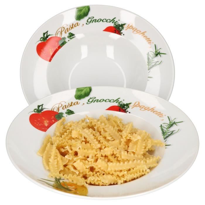 Set de 2 assiettes à pâtes Milano avec impression I Ø 27 cm I assiette creuse en porcelaine I plats gastro I nouilles
