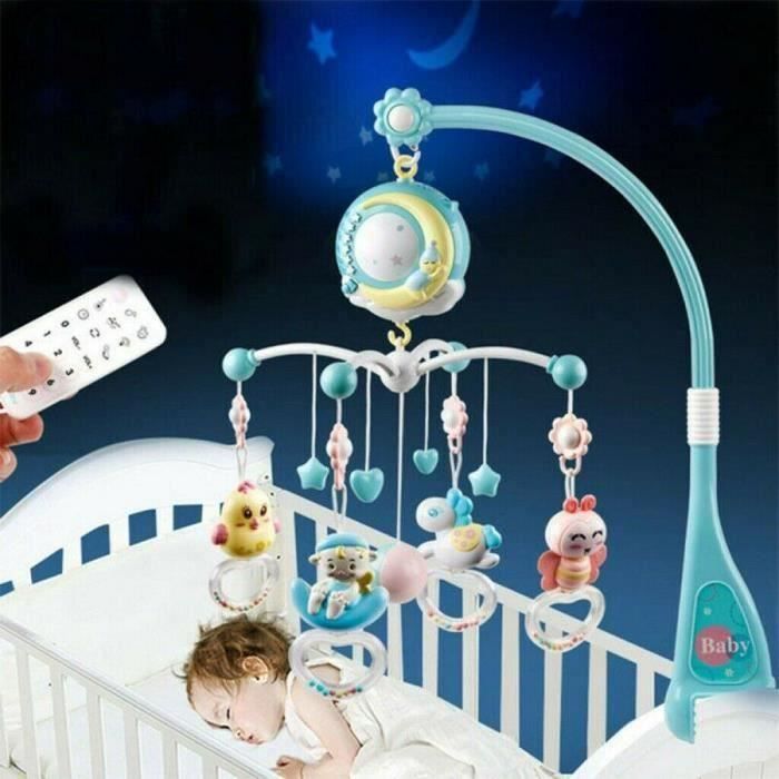 Bleu Mobile Musical Bebe Avec Projecteur De Plafond Sommeil Musique Bebe Lit Cloche Cdiscount Puericulture Eveil Bebe