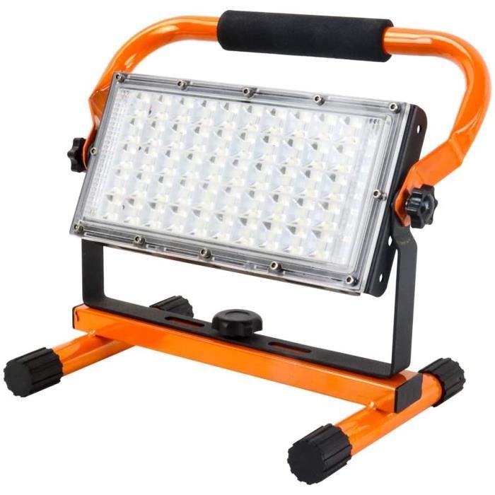 Lampe de Chantier, 18 V Projecteur LED Extérieur Chantier, 10 cm * 10 cm Lampe de Travail, Lampe