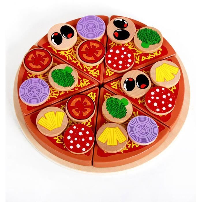 JEU D'ADRESSE Pizza jouets en bois nourriture cuisine simulation vaisselle  enfants cuisine semblant LQB1406 - Cdiscount Jeux - Jouets