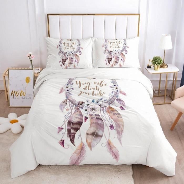 Housse de Couette 220x240 cm, Fille Plume Parure de lit en Microfibre avec  Fermeture éclair + 2 taies d'oreiller [2087] - Cdiscount Maison