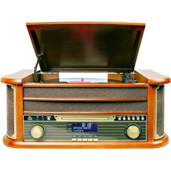Platine Disque Vinyle Vintage BOIS avec Radio Bluetooth /FM/USB/RCA/AUX/Télécommande/Lecteur CD/Cassette