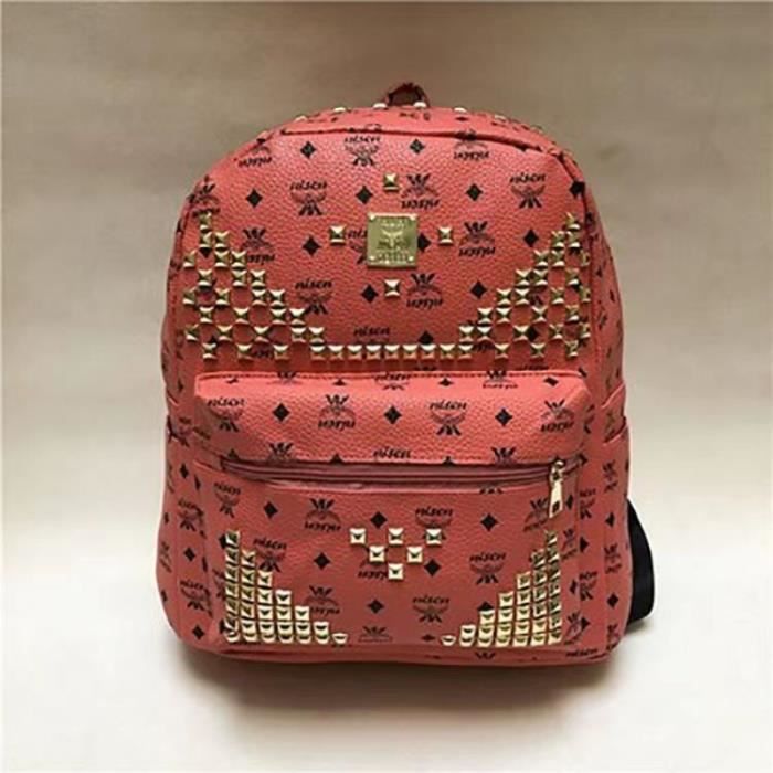 Rose - Sac ?� dos ?� rivets de bonne qualit?� pour hommes et femmes, fourre tout de loisirs de rue 