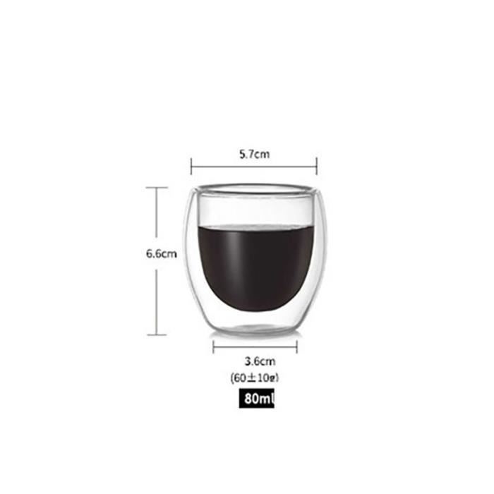 JNSMFC Tasses à café en verre à double paroi avec 4 cuillères,4pcs