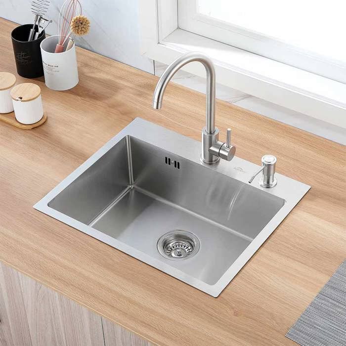 Évier Cuisine 1 Bac Auralum - Acier Inox 304 - Distributeur de savon -  Système de Drainage - Cdiscount Bricolage