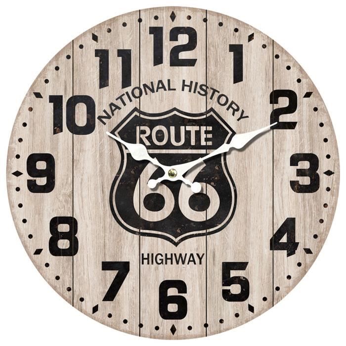 Horloge - Pendule - Route murale 66 MDF Brown