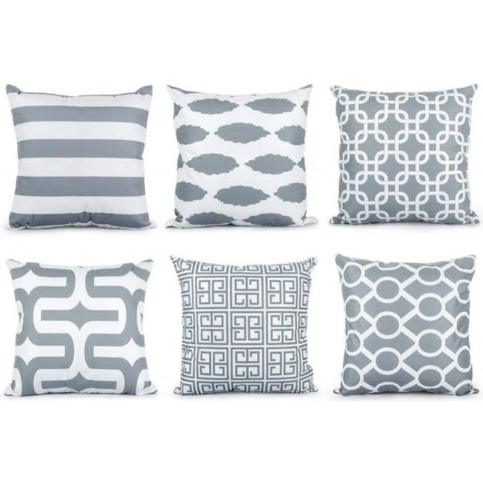 Decoration Canapé en Microfibre Housse Coussin Scandinave Décor Salon Voiture Gris6 Housse de Coussin 45x45 cm