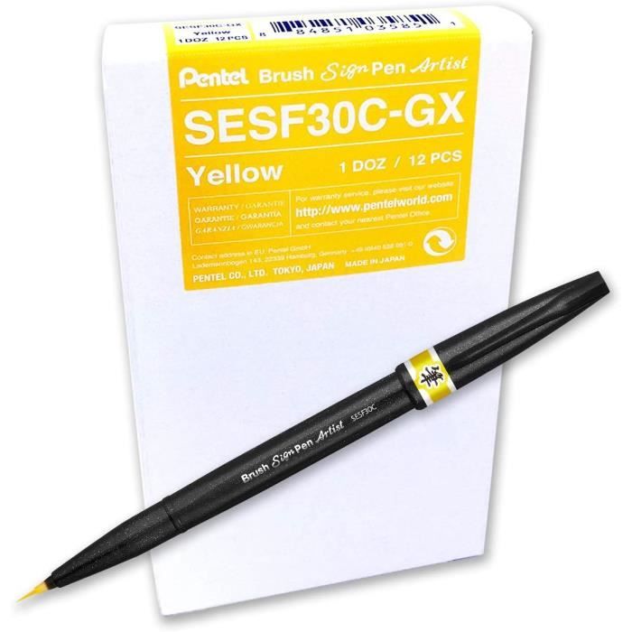 Pentel SESF30C Brush Sign Pen - Feutres Pinceau Pointe Extra Fine Pochette 6 Couleurs Artist