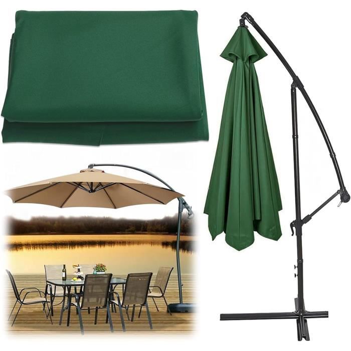 Toile De Rechange Pour Parasol Déporté Carré 3x3m - Housse UPF 50+ - 8 Baleines - Couleur Khaki - 10